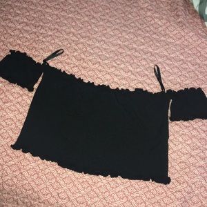 Black off the shoulder crop top